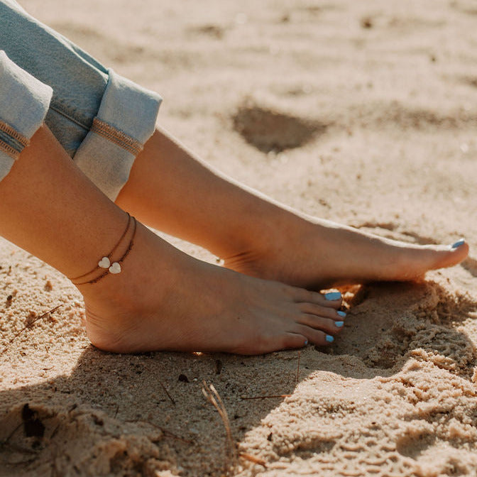Mother of Pearl Heart Beach Anklet
