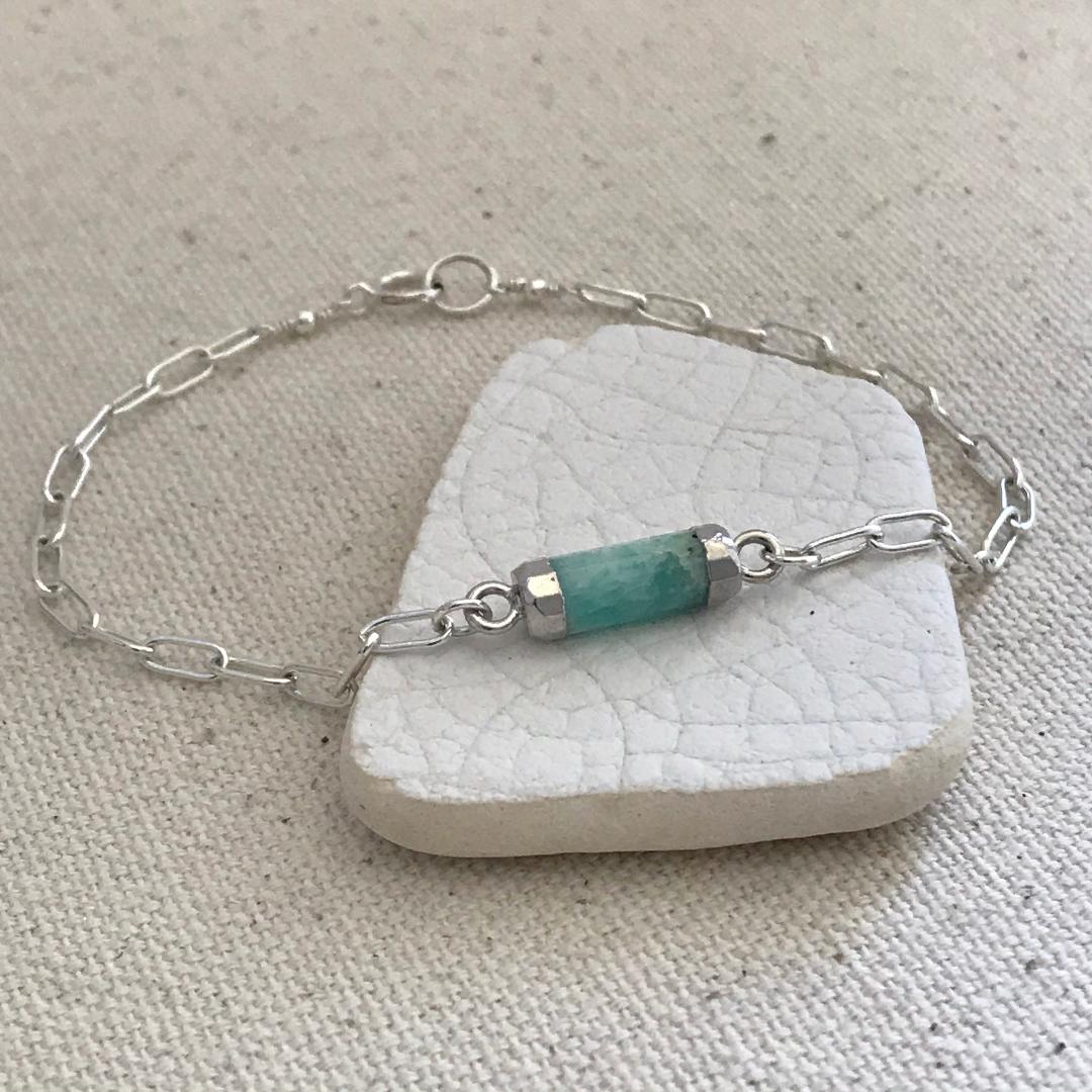 Amazonite Gemstone Large Link Chain Bracelet