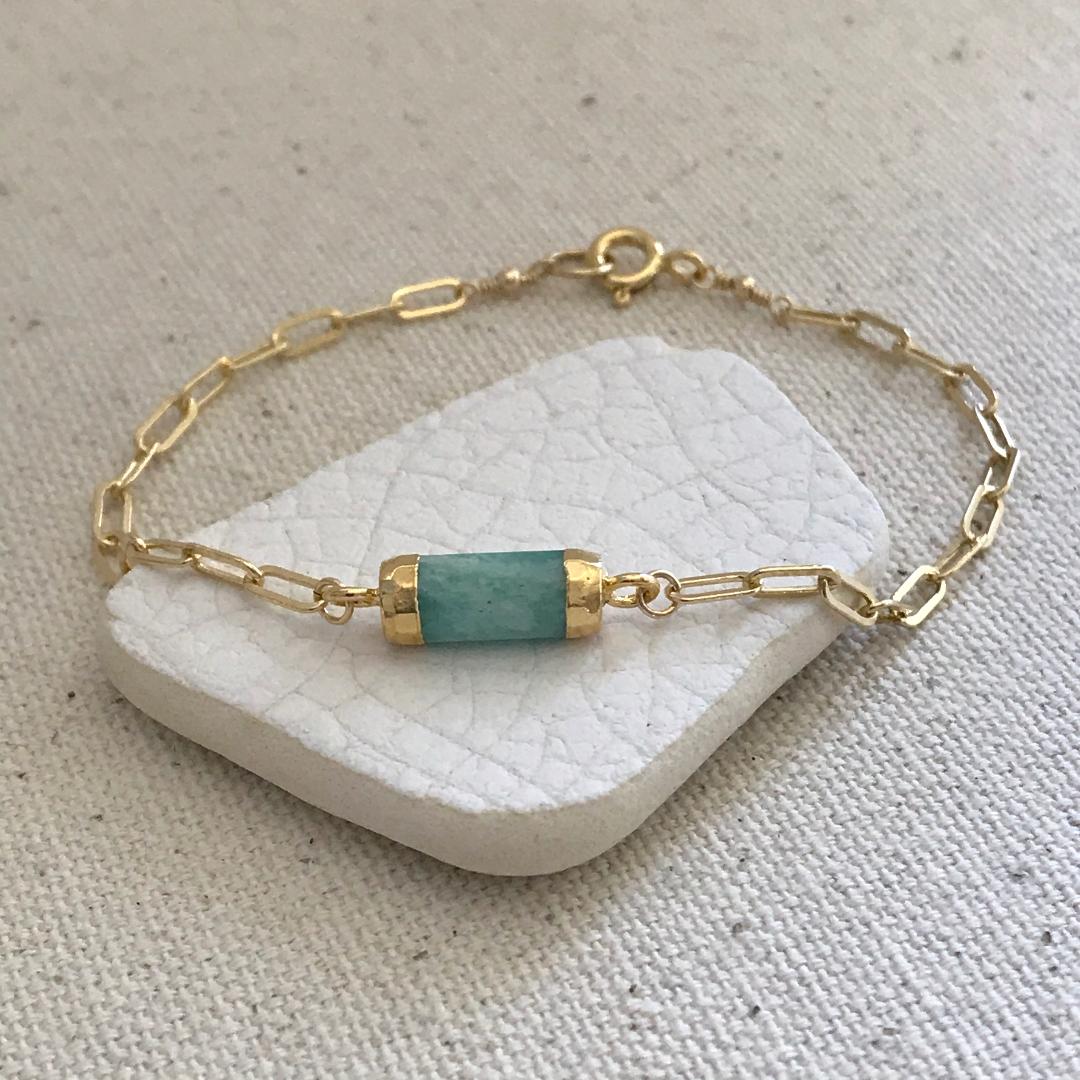 Amazonite Gemstone Large Link Chain Bracelet
