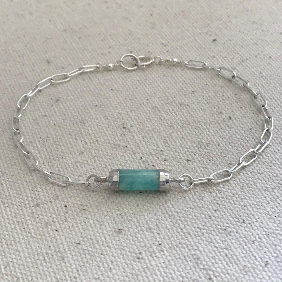Amazonite Gemstone Large Link Chain Bracelet