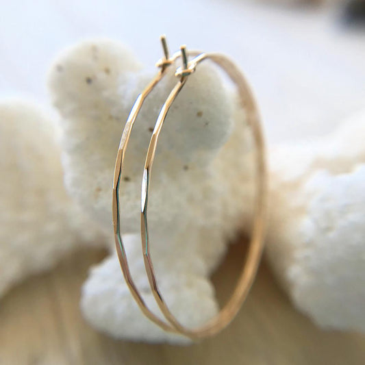 Classic Scallop Hammered Hoop Earrings