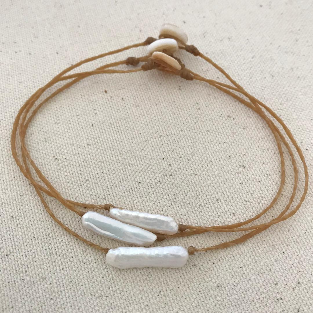 Single Baroque Biwa Pearl Beach Anklet