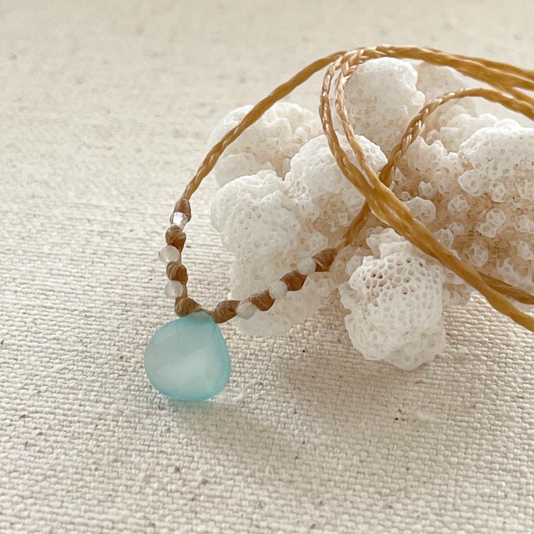 Aqua Chalcedony Beach Necklace