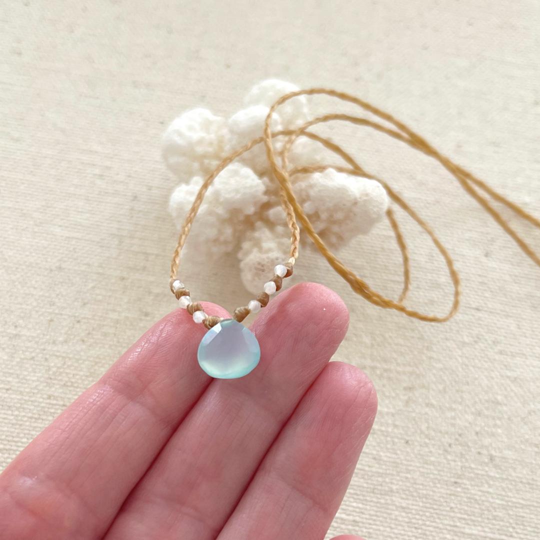 Aqua Chalcedony Beach Necklace