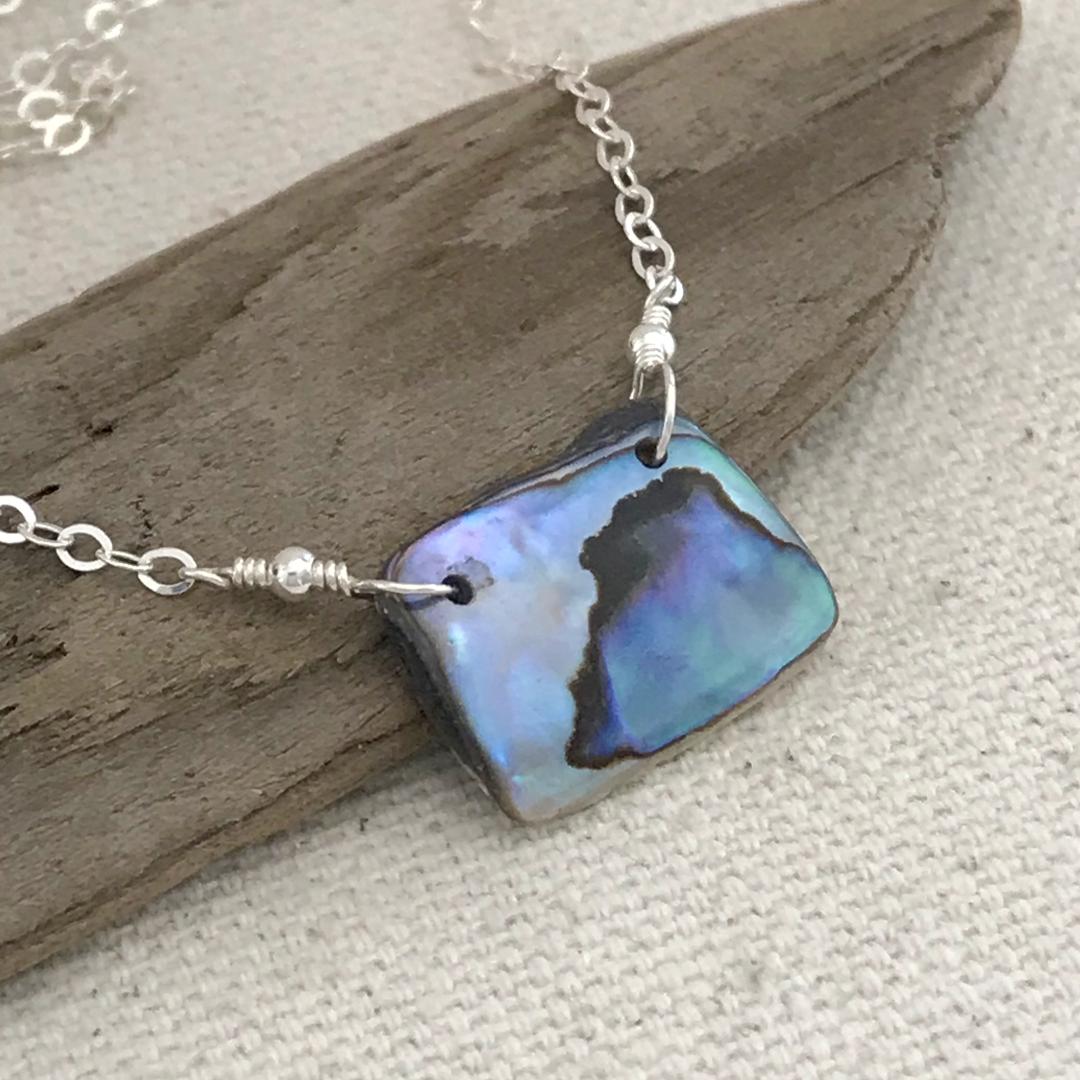 Sterling Silver Abalone Shell Necklace #2