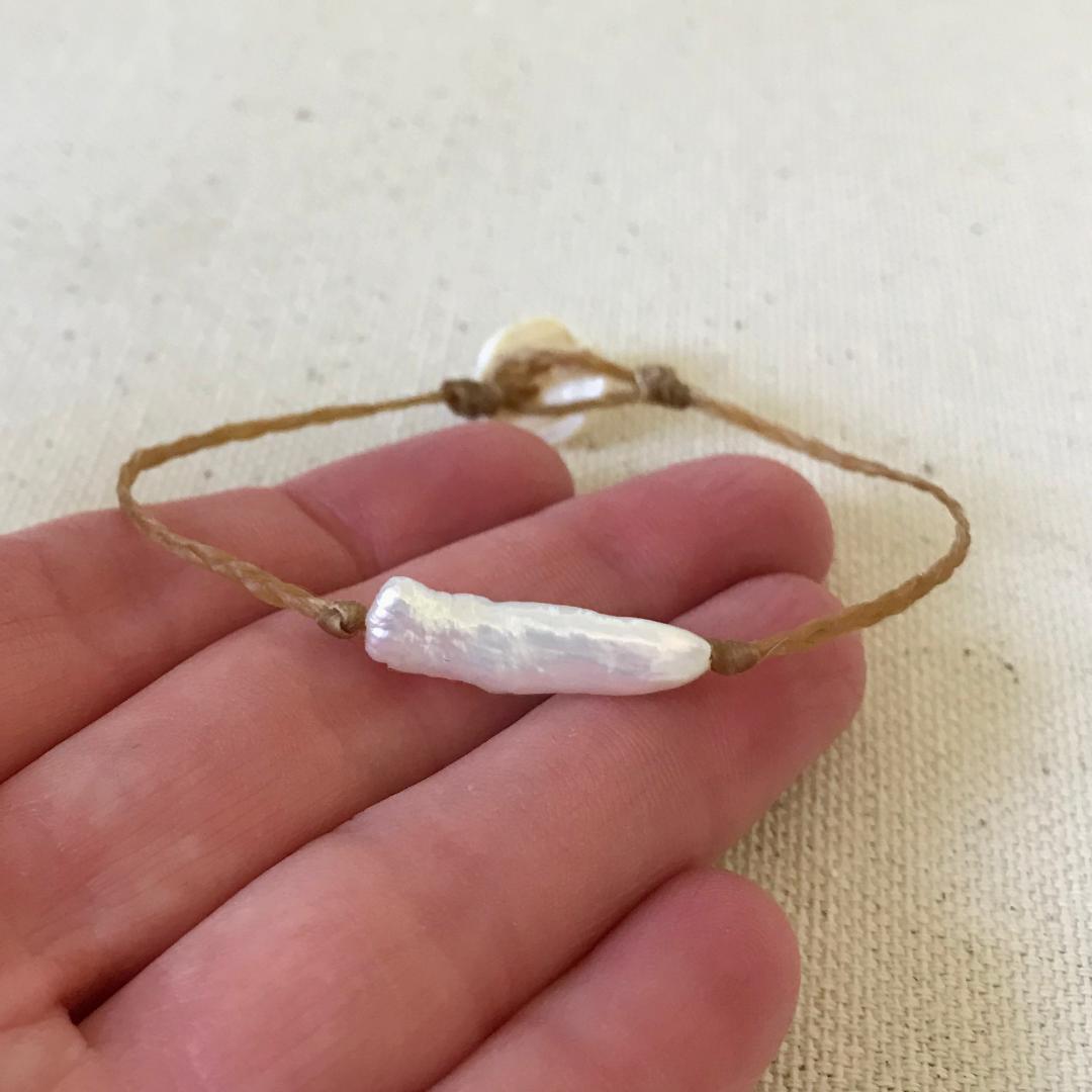 Braided Boho Biwa Pearl Bracelet