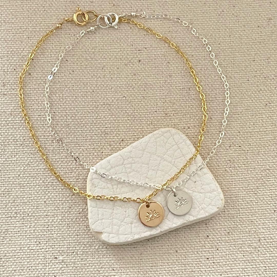 Hand Stamped Sun Anklet, Sunset Jewelry, Beach Jewelry, Coin Anklet
