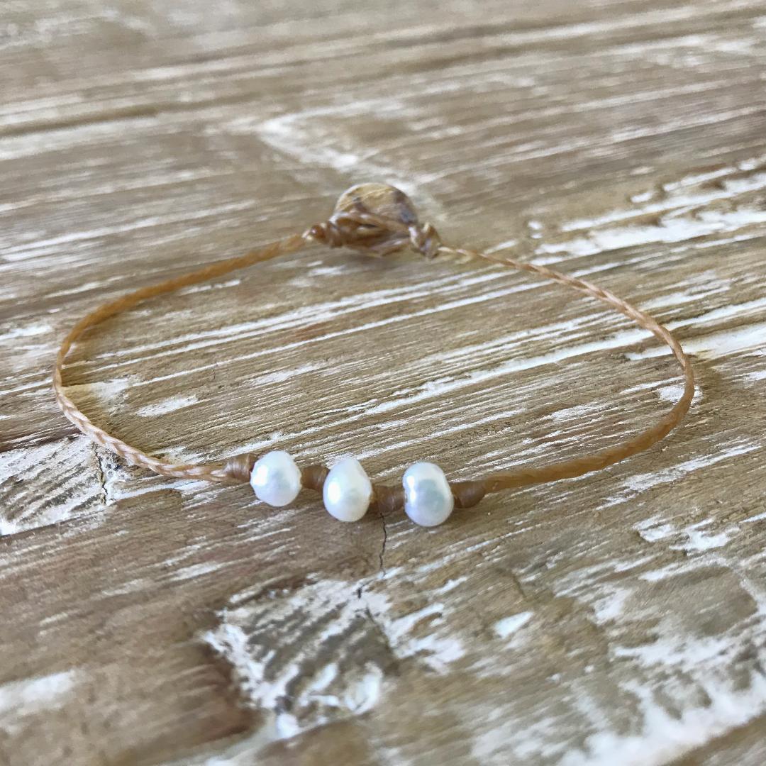 Triple Pearl Beach Anklet