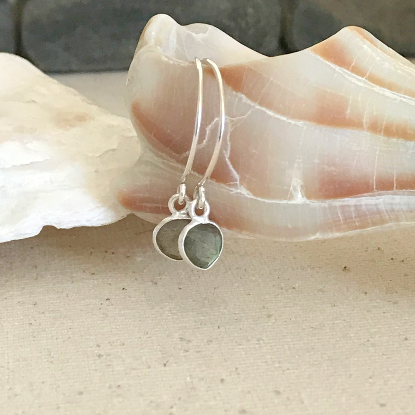 Simple Gemstone Drop Earrings - Labradorite and Seafoam Blue Chalcedony