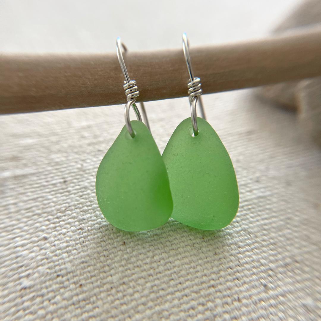 Seaglass Drop Earrings - Green