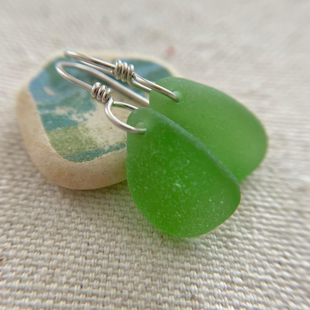 Seaglass Drop Earrings - Green