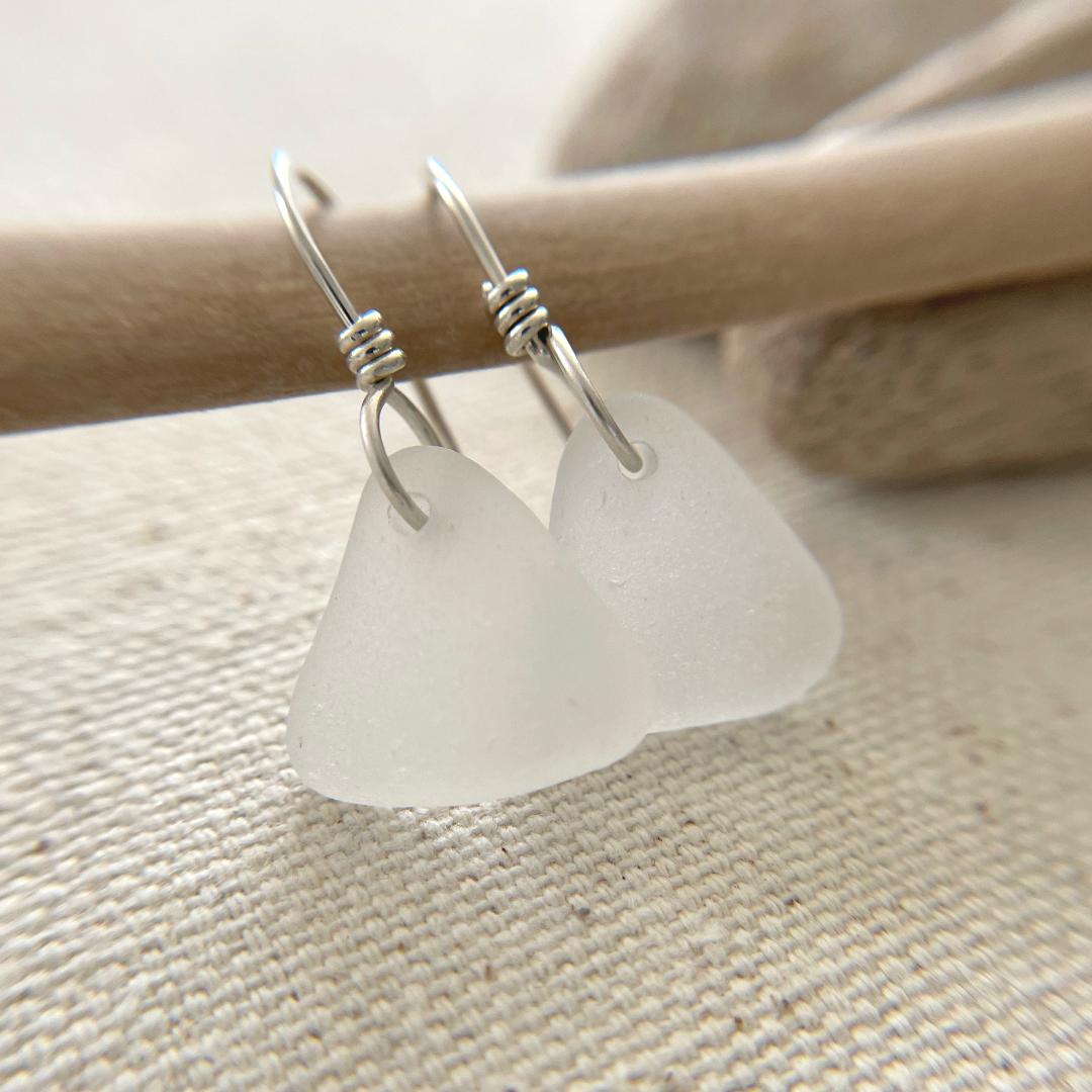 Seaglass Drop Earrings - White