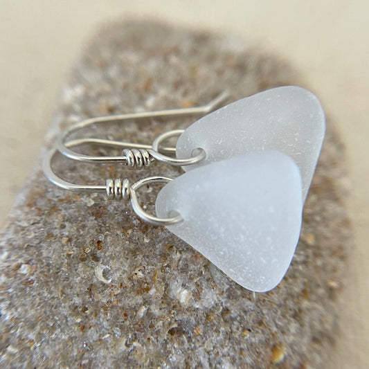 Seaglass Drop Earrings - White