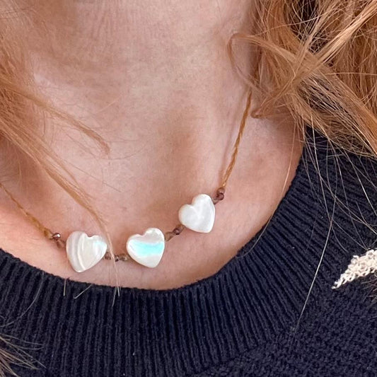 Mother of Pearl Heart Choker Necklace