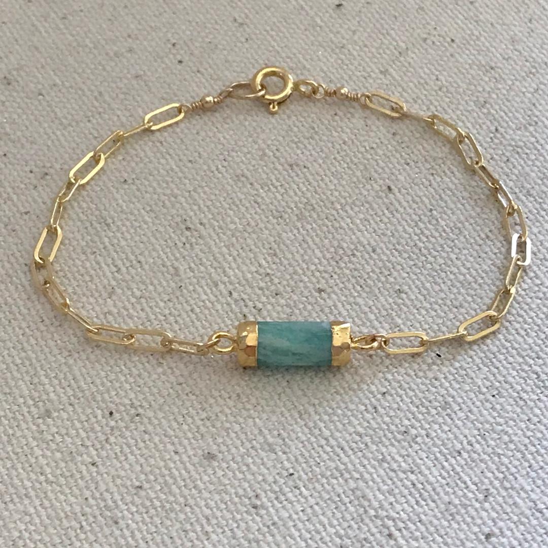 Amazonite Gemstone Large Link Chain Bracelet