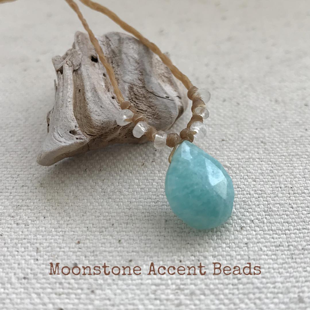 Amazonite Bohemain Beach Necklace on Braided Waxed Cord