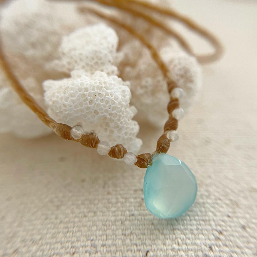 Blue Chalcedony Jewelry Gemstone Necklace Beads - Pear Teardrop store Handmade Natural Chalcedony is Perfect DIY Jewelry Making Earrings, Bracelet