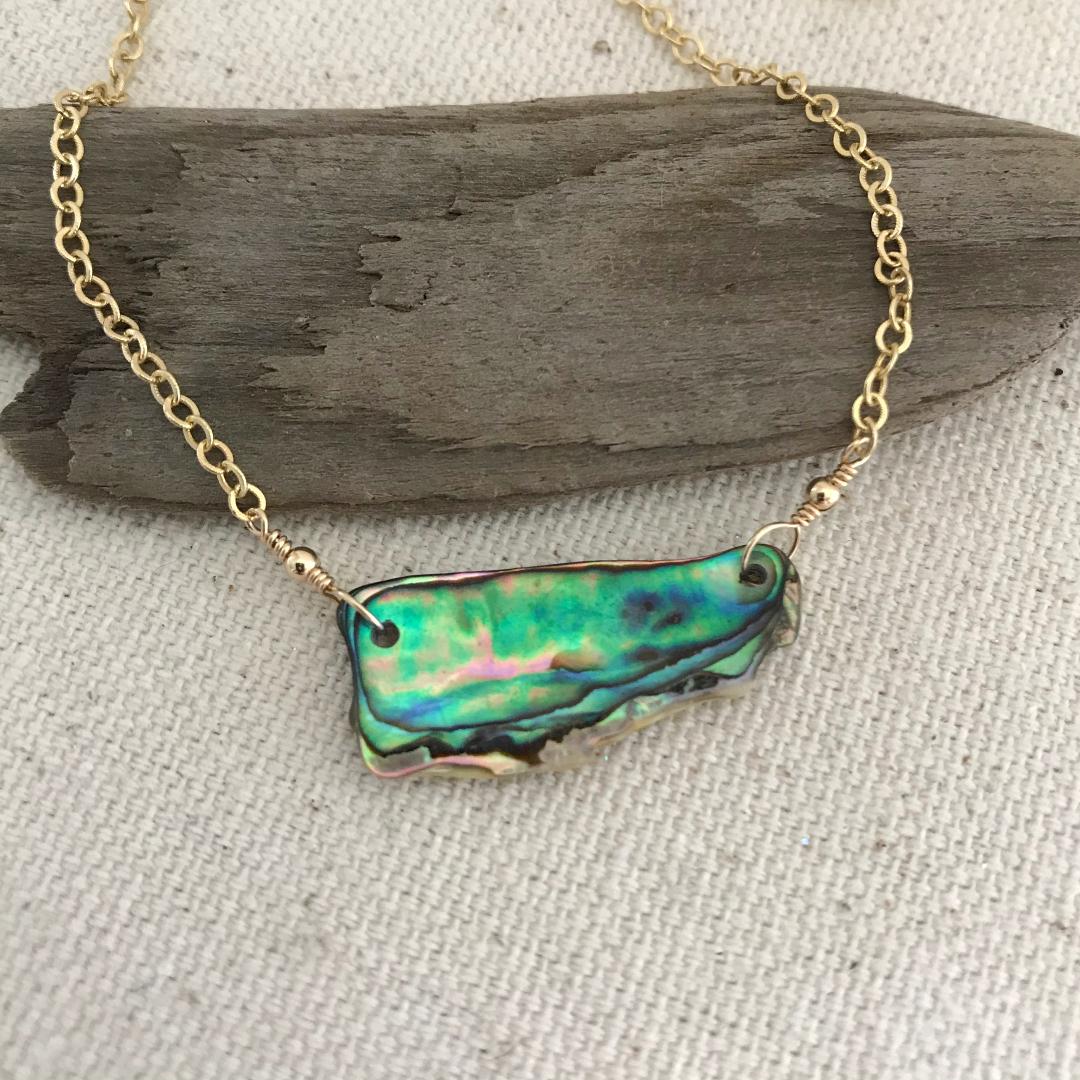 Abalone Shell Necklace 14K Gold-filled Chain