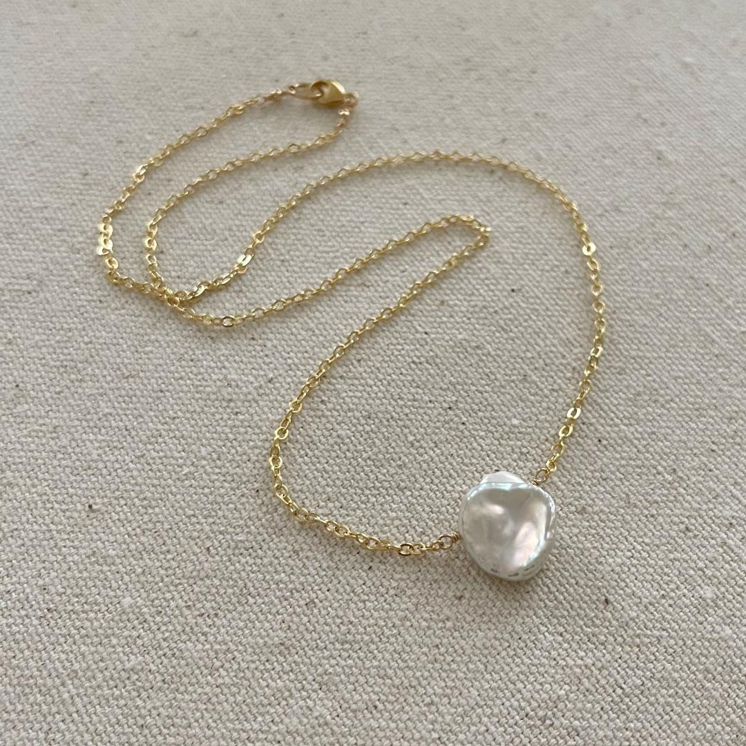 White Keshi Pearl Necklace, Single Pearl Necklace, Bridesmaid Necklace, Beach Wedding Necklace