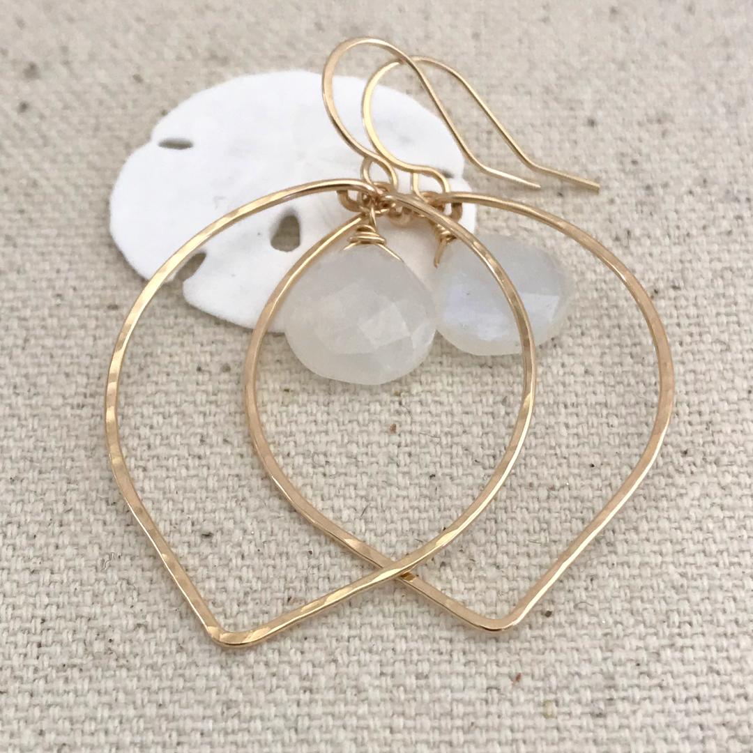 Moonstone Lotus Petal Hoop Earrings