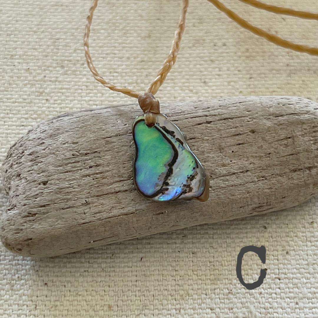 Braided Abalone Shell and Seaglass Necklaces