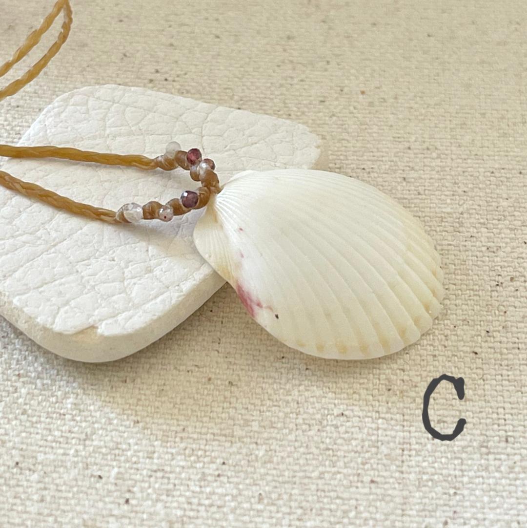 Scallop Seashell Beach Necklaces - Grey, Pink, or White