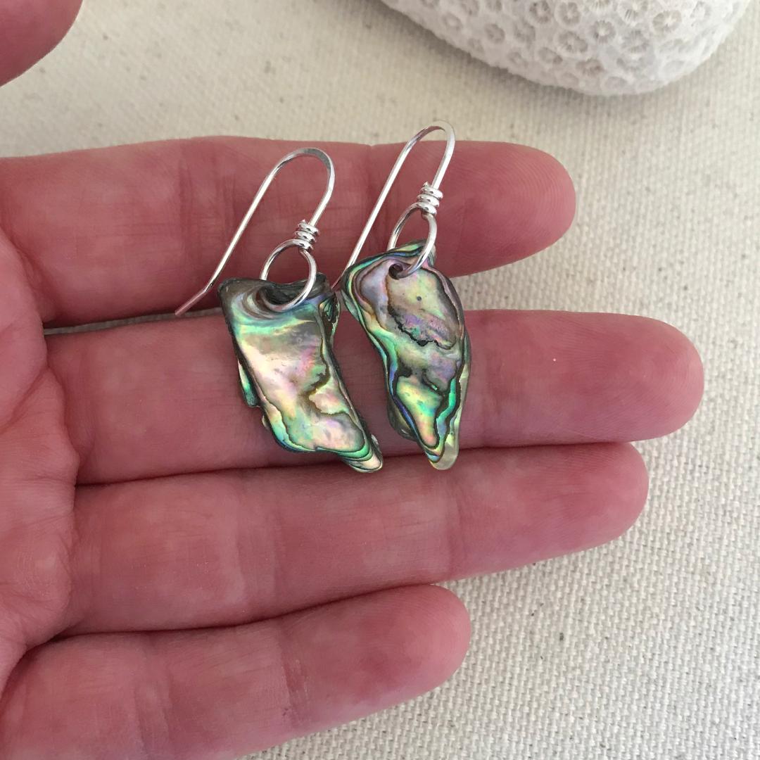 Sterling Silver Abalone Shell Drop Earrings 