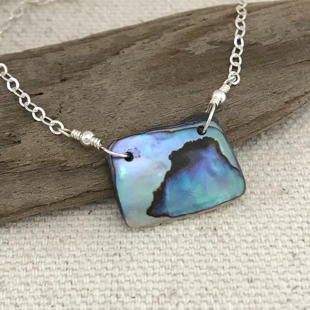 Sterling Silver Abalone Shell Necklace #2