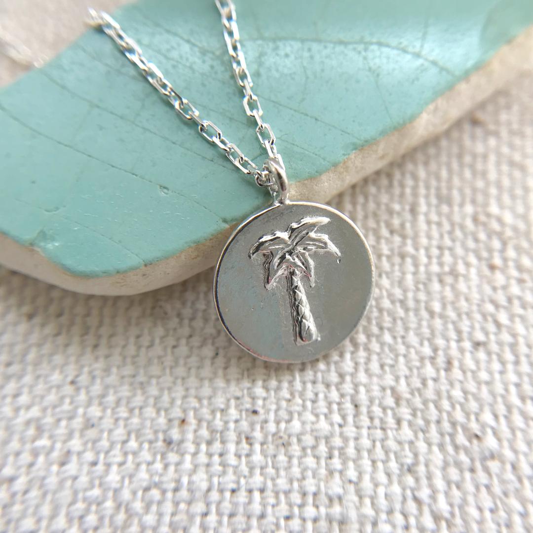 Sterling Silver Palm Tree Charm Necklace