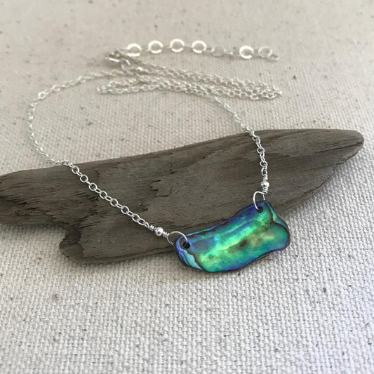 Sterling Silver Abalone Shell Chain Necklace