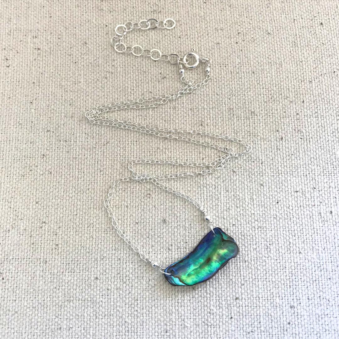 Sterling Silver Abalone Shell Chain Necklace