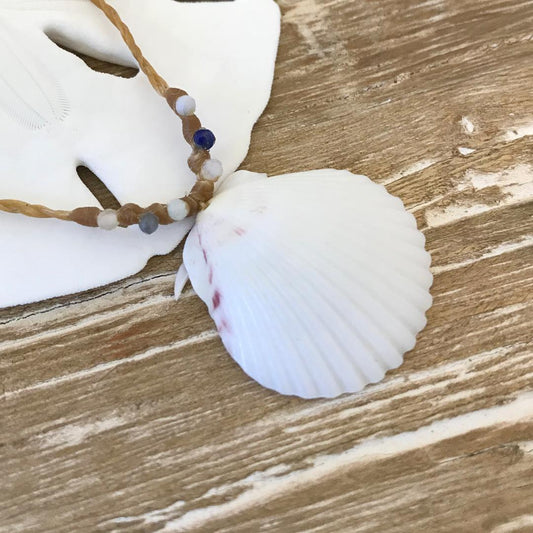 Handwoven Scallop Shell Necklace White