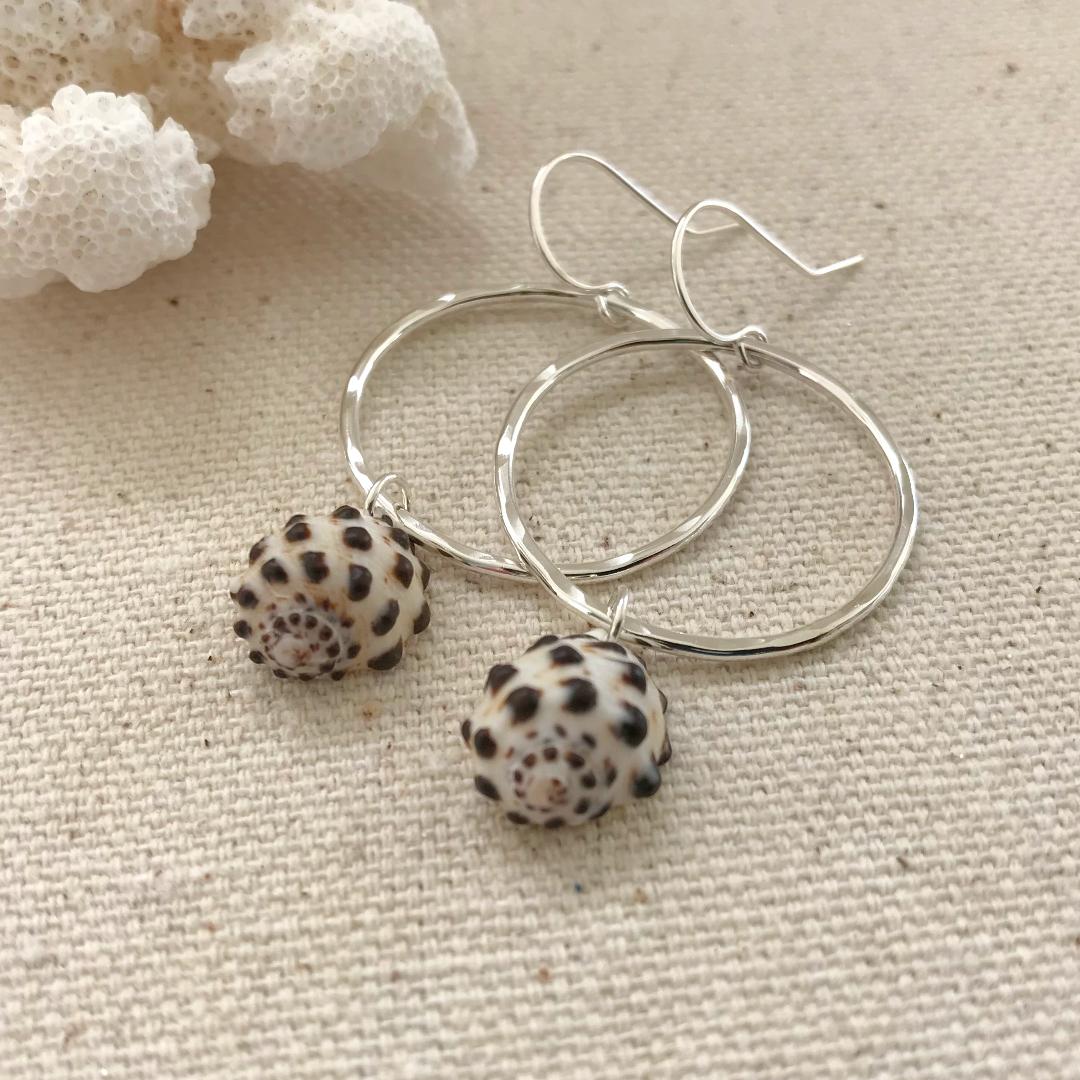 Silver Seashell Hoop Earrings