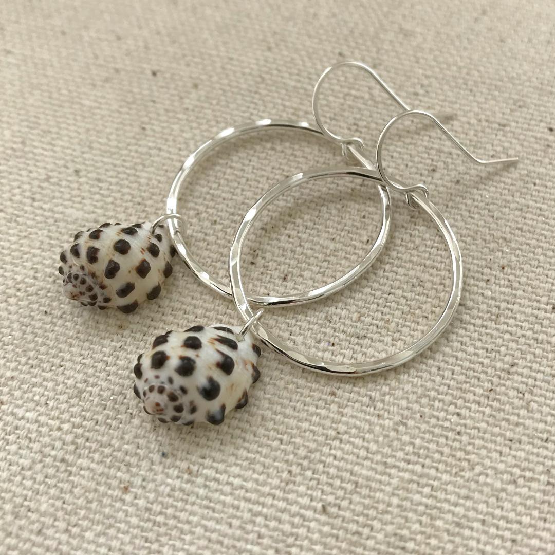 Silver Seashell Hoop Earrings