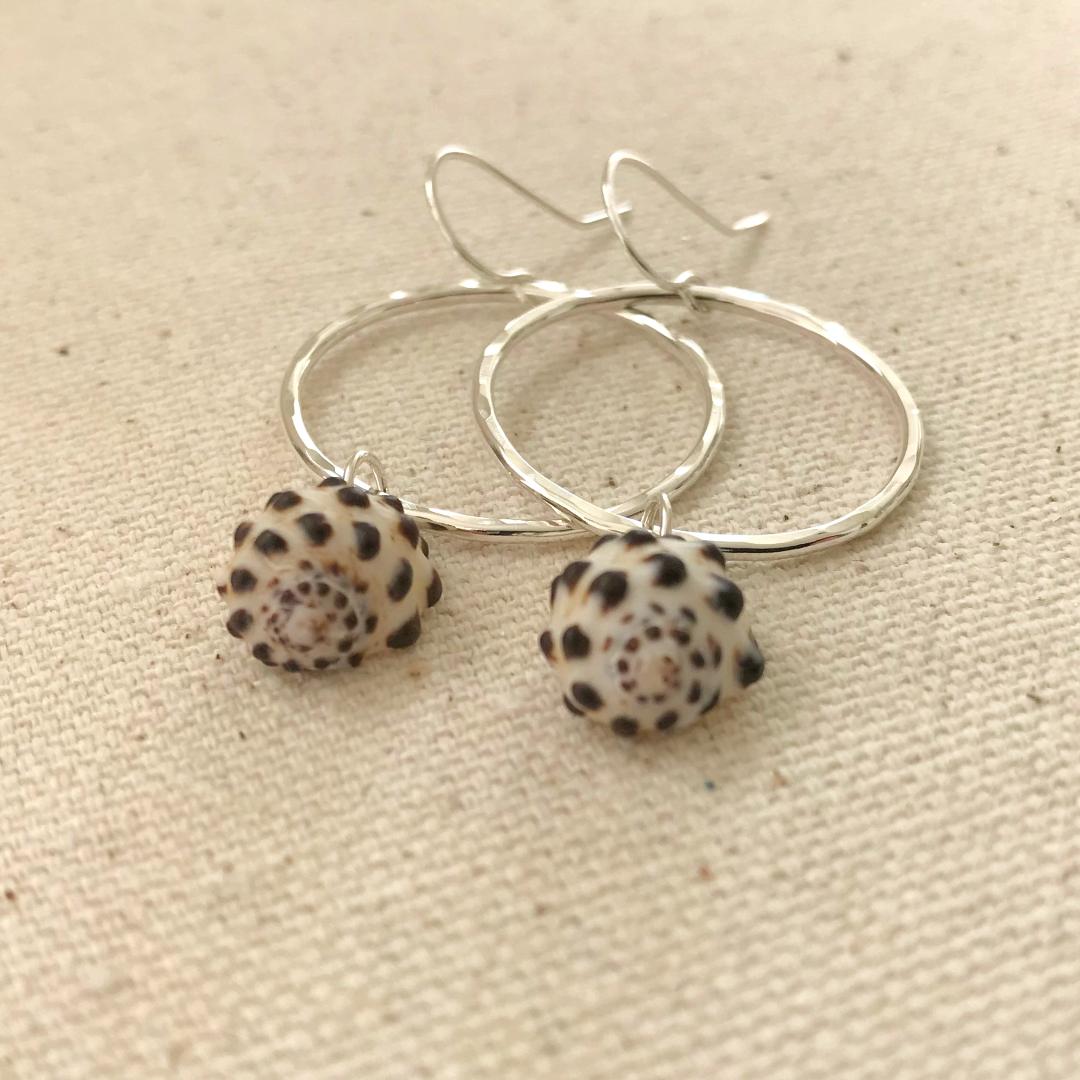 Silver Seashell Hoop Earrings