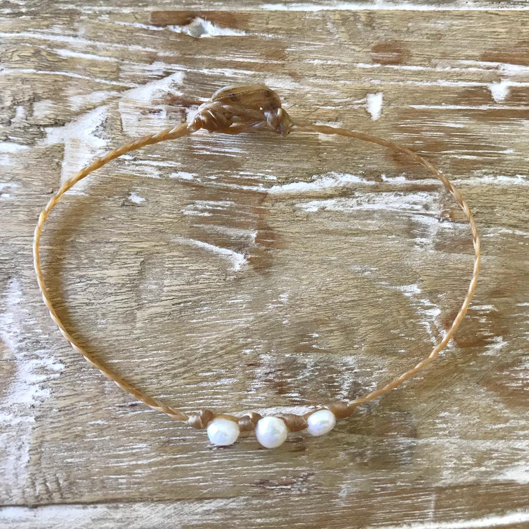 Triple Pearl Beach Anklet