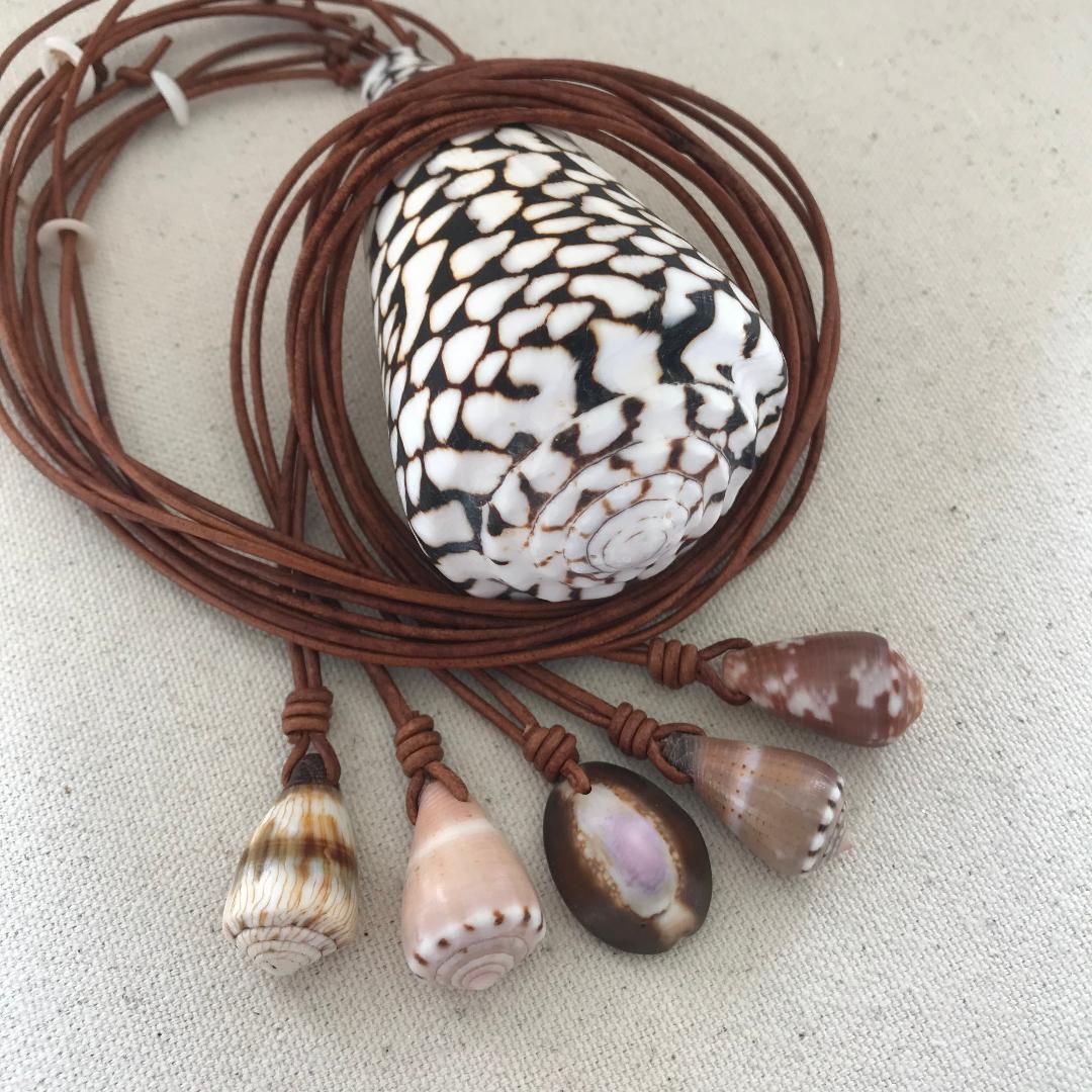 Adjustable Leather Seashell Necklaces