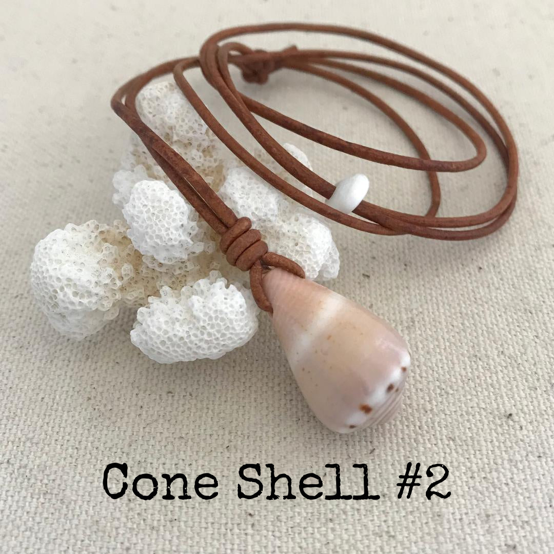 Adjustable Leather Seashell Necklaces