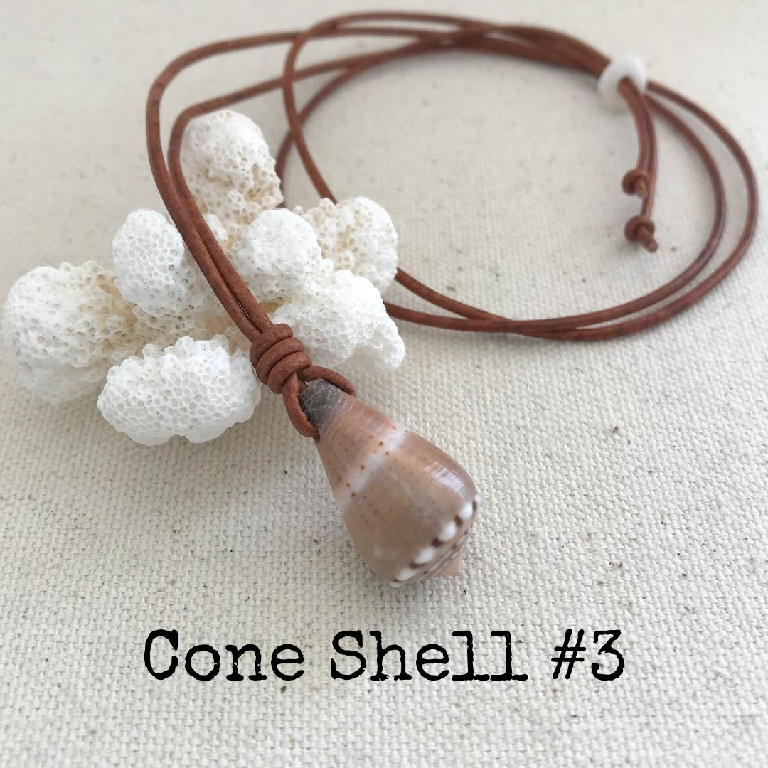 Adjustable Leather Seashell Necklaces