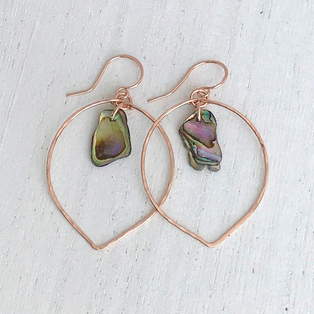 Paua Shell Dangle Hoop Earrings