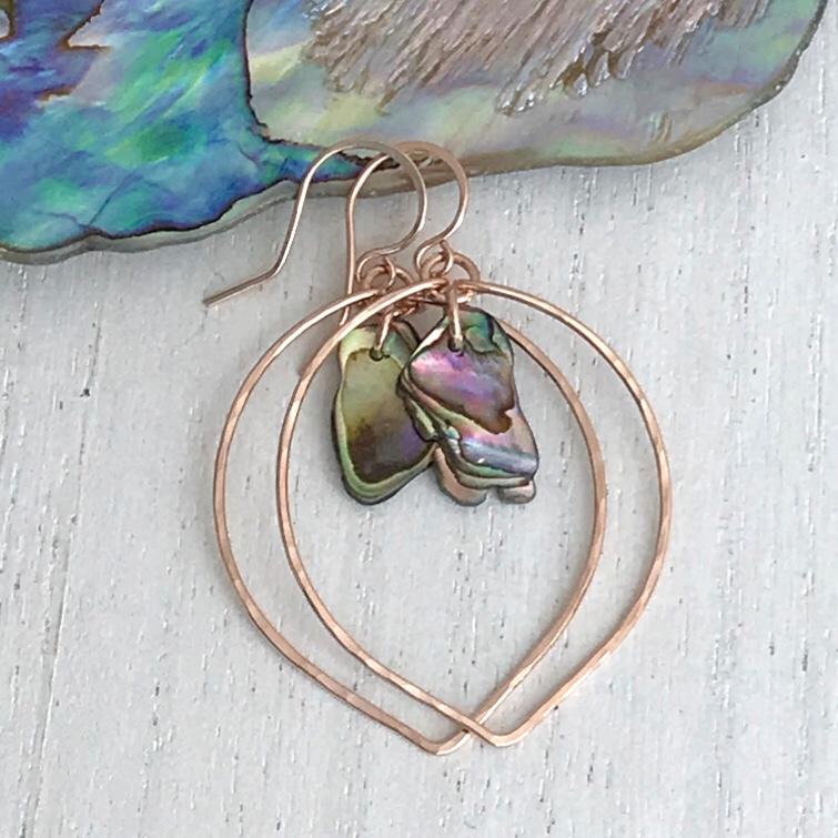 Paua Shell Dangle Hoop Earrings